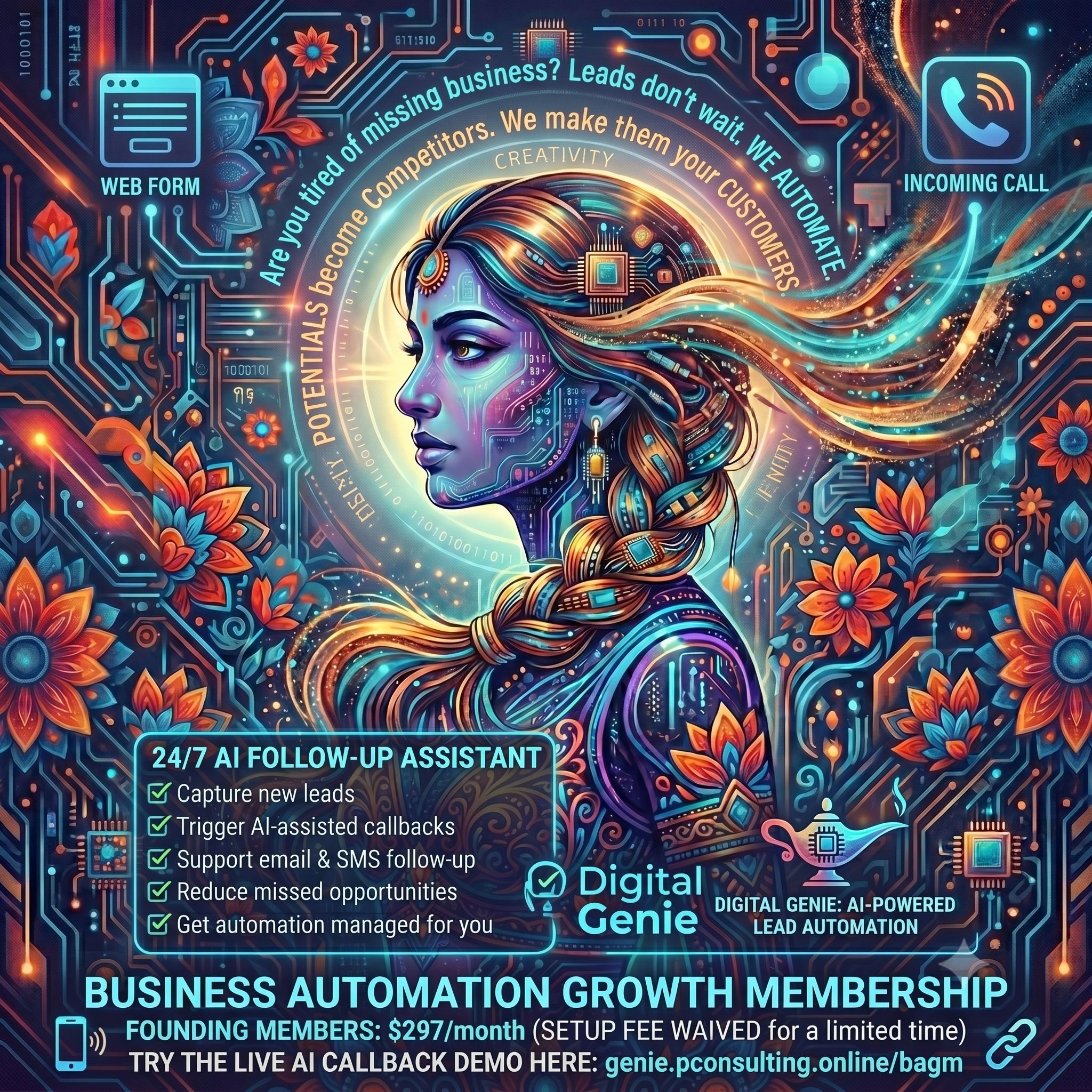 AI assistant helping a business capture missed sales and follow up with leads
